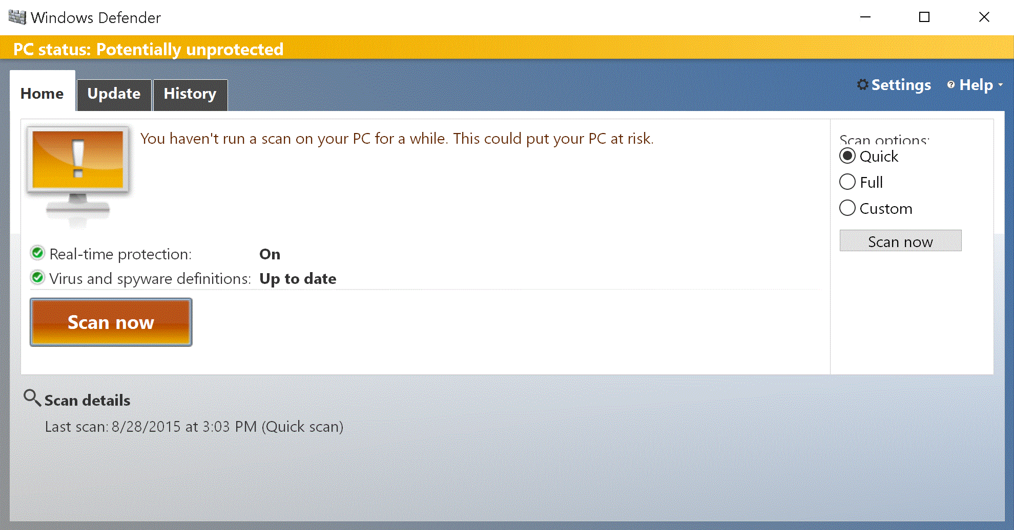 Windows Defender Full Scan Windows 10